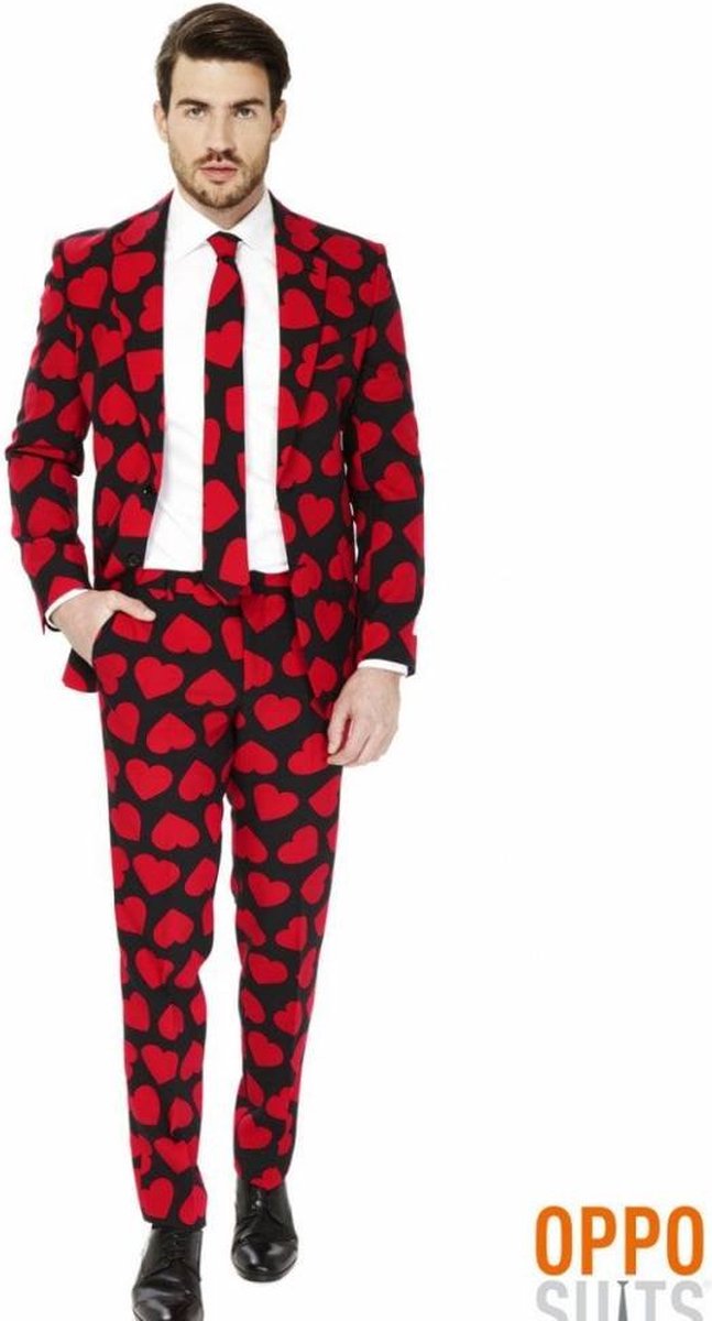 OppoSuits King of Hearts - Mannen Kostuum - Rood - Carnaval - Maat 50