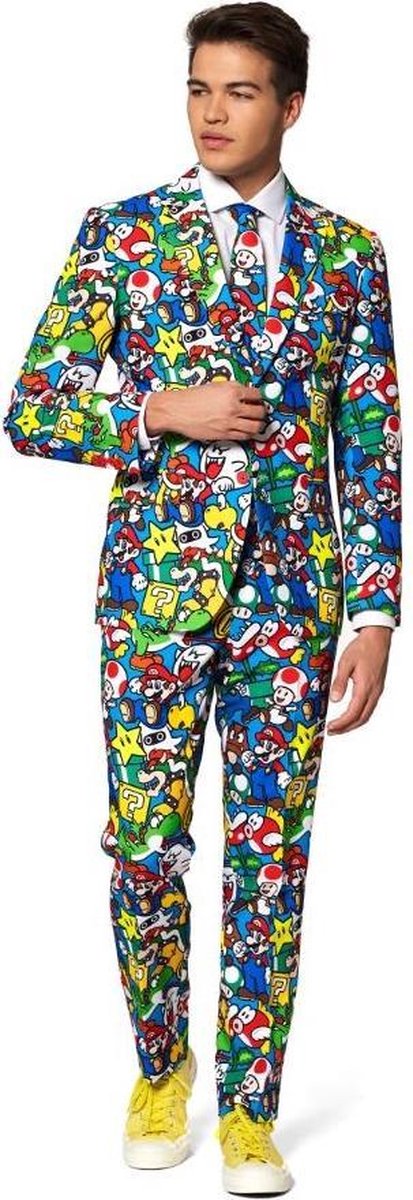 OppoSuits Super Mario™ - Carnaval Heren Kostuum - Nintendo - Gekleurd - Maat EU 62