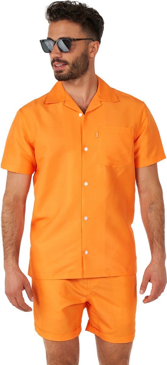 OppoSuits The Orange - Heren Zomer Set - Bevat Shirt En Shorts - Festival Outfit - Oranje - Maat: L