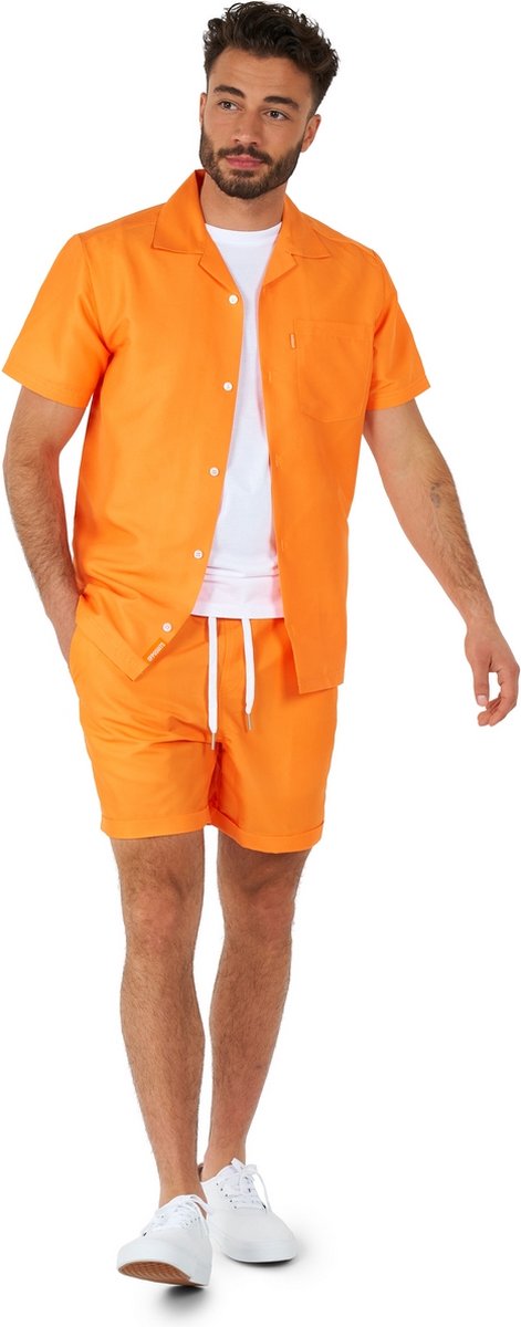 OppoSuits The Orange - Heren Zomer Set - Bevat Shirt En Shorts - Festival Outfit - Oranje - Maat: XL