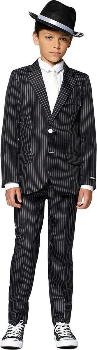 Suitmeister Gangster - Jongens Kostuum - Zwart - Halloween - Carnaval - Maat S