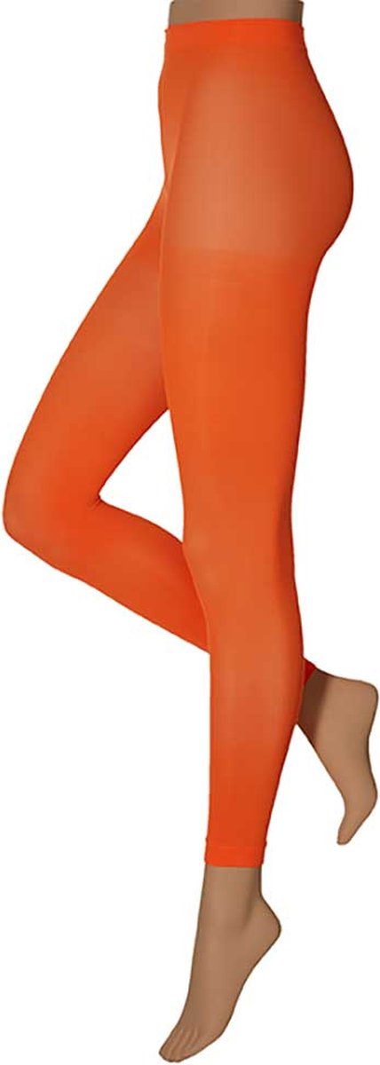 Apollo - Dames party legging - 60 denier - Fluor oranje - Maat S/M - Neon Legging - Gekleurde legging - Legging carnaval