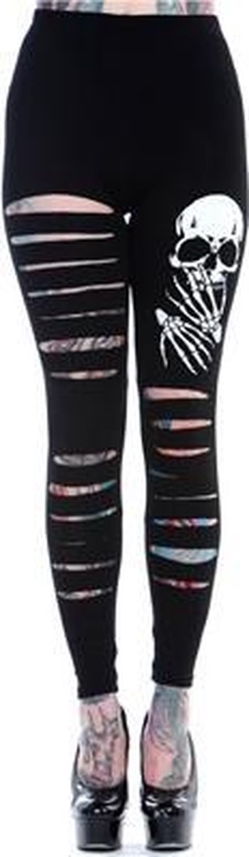 Banned - The slashed skull Legging - Halloween - XS - Zwart