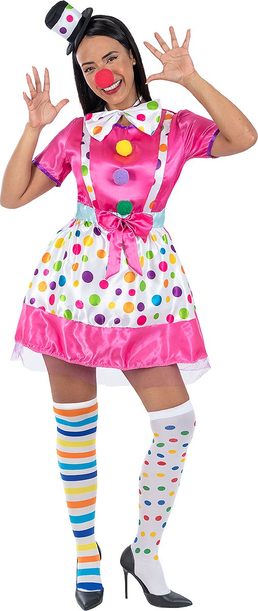 Funidelia | Clown Kostuum Voor voor vrouwen Clowns, Circus, Originele en Leuke - Kostuum voor Volwassenen Accessoire verkleedkleding en rekwisieten voor Halloween, carnaval & feesten - Maat L - XL - Rood