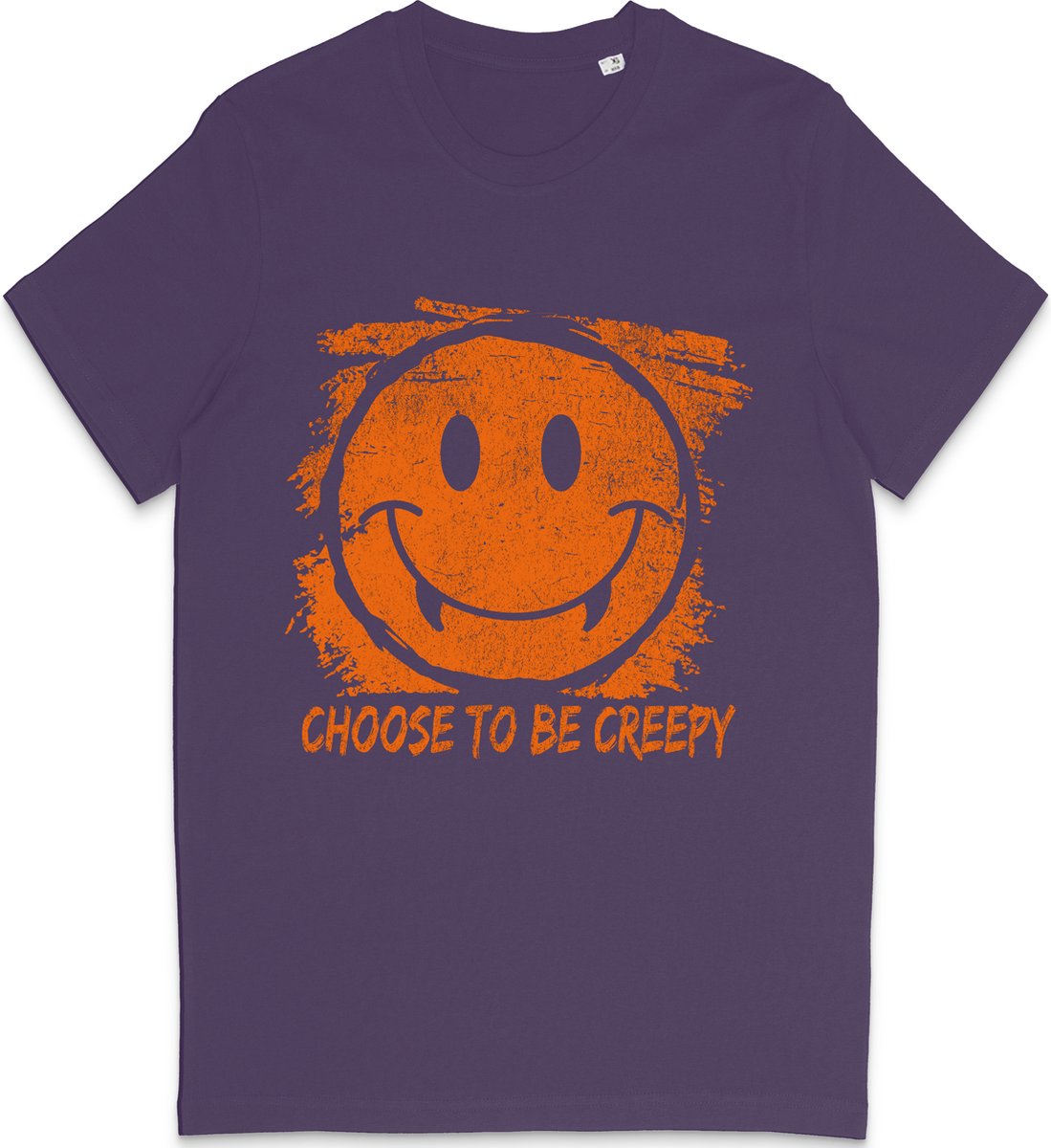 Grappig T Shirt Heren Dames - Halloween Smiley Print - Choose To Be Creepy - Paars 3XL