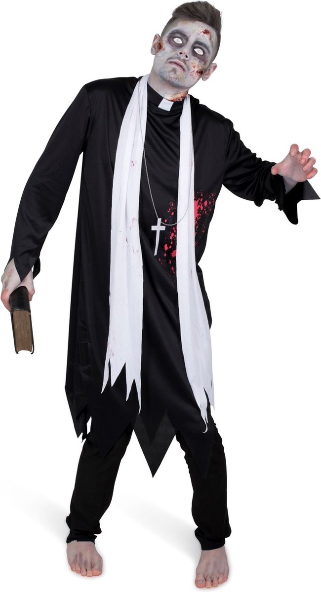 Karnival Costumes Kostuum Zombie Priester Kostuum Heren Halloween Kostuum Volwassenen Carnavalskleding Heren Carnaval - Polyester - Maat S - 3-Delig Tuniek/Sjaal/Ketting