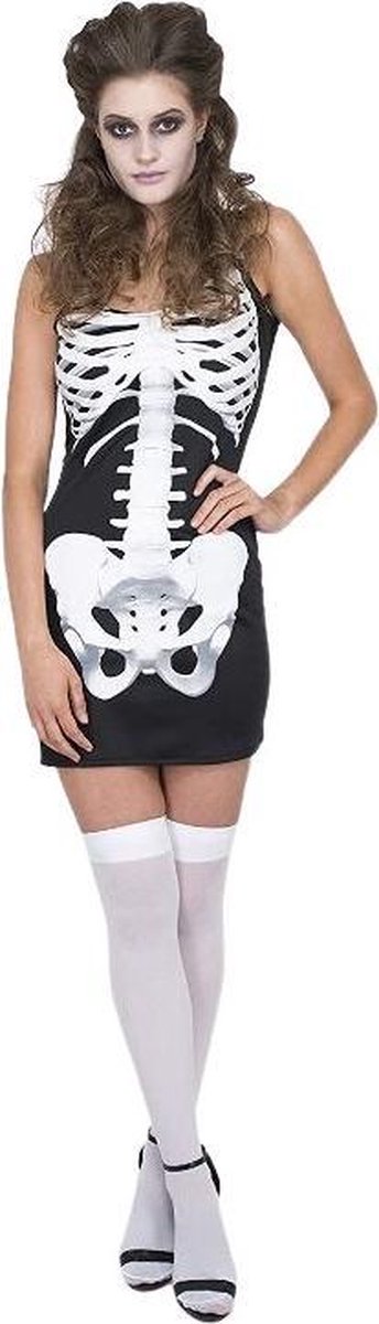 Karnival Costumes Verkleedjurk Skelet Carnavalskleding Dames Halloween Kostuum Dames Halloween Kostuum Volwassenen Carnaval - Polyester - Maat M - Excl kousen - Skelet Dame