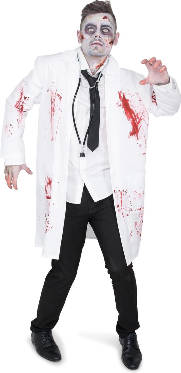 Karnival Costumes Zombie Dokter 3-delig Halloween Kostuum Heren Halloween Kostuum Volwassenen Carnavalskleding Heren Carnaval - Polyester - Maat L - 3-Delig Jas/Stropdas/Stethoscoop