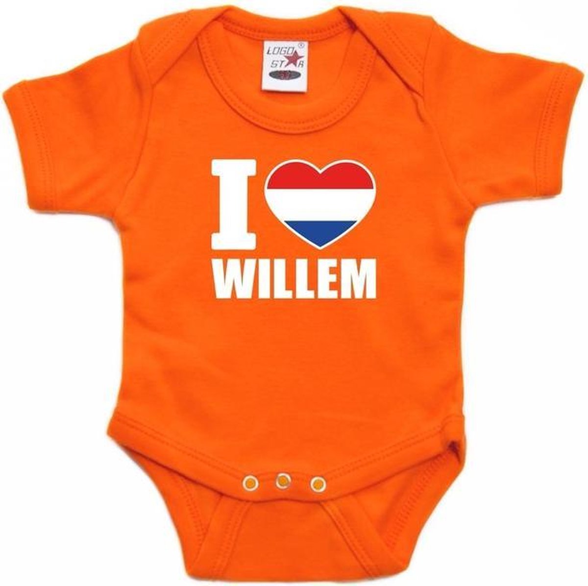 Koningsdag Oranje I love Willem rompertje baby - oranje babykleding 68