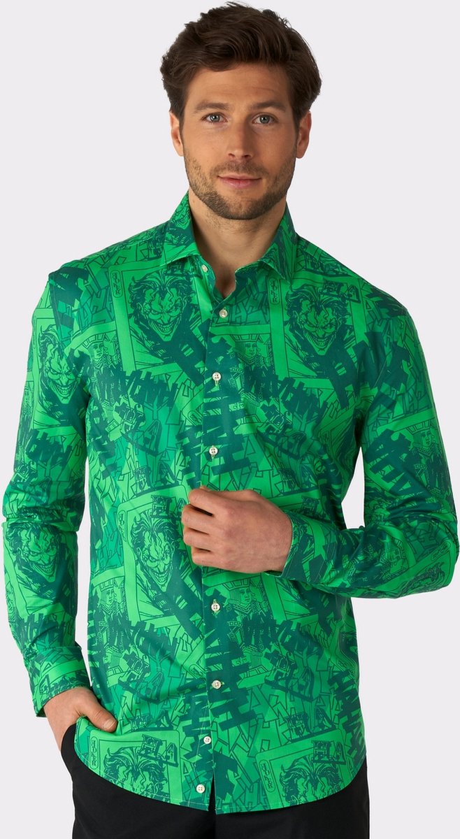 OppoSuits The Joker Shirt - Mannen Overhemd - Groen - Carnavals - DC Comics - Maat M