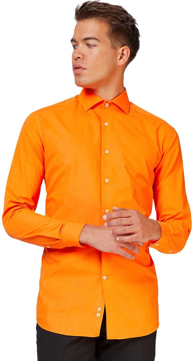 OppoSuits The Orange Shirt - Heren Overhemd - Koningsdag En Nederland - Oranje - Maat EU 37/38