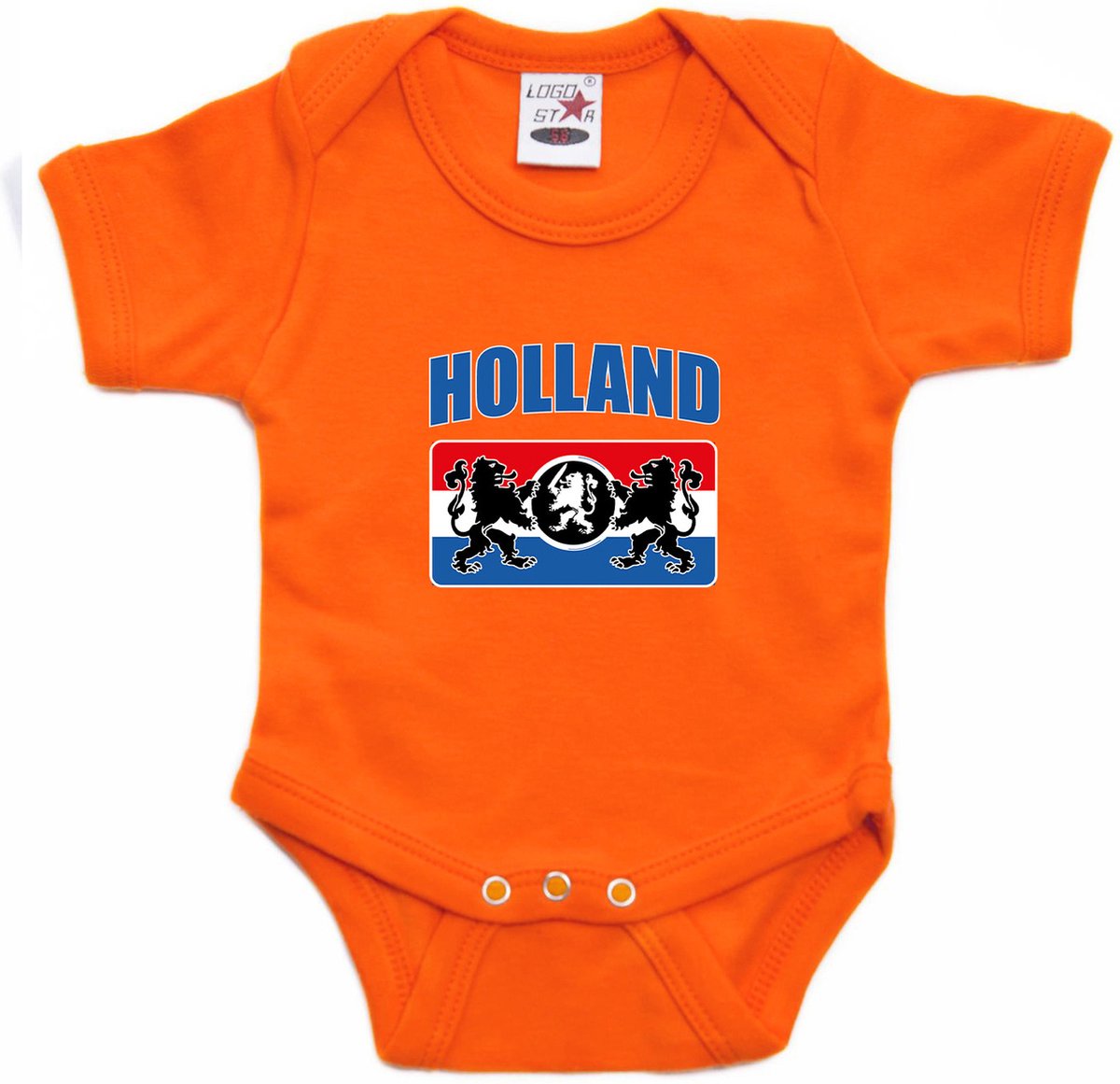 Oranje fan romper voor babys - Holland met een Nederlands wapen - Nederland supporter - Koningsdag / EK / WK romper / outfit 56