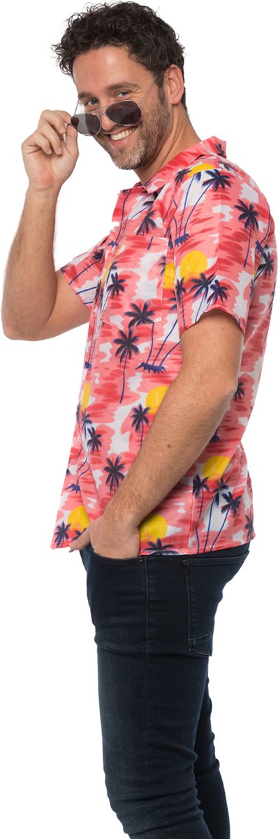 Partychimp Hawaii Blouse Mannen Carnavalskleding Heren Foute Party Verkleedkleren Volwassenen Carnaval Foute Party - Polyester - Rood - Maat 2XL