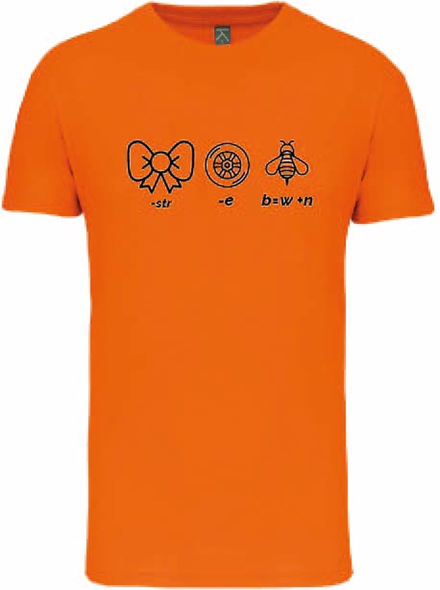 Rebusshirt Ik wil wijn oranje XS