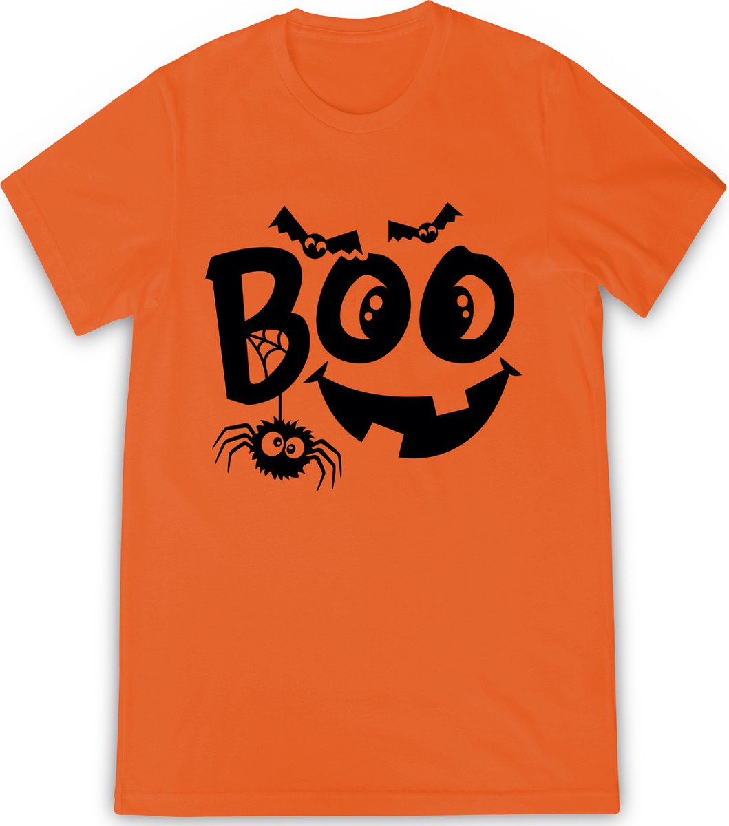 Russell - Jongens Meisjes T shirt Halloween - Oranje - Maat 104