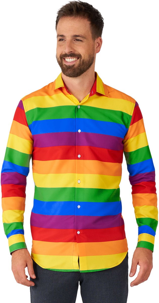 Suitmeister Rainbow - Heren Overhemd - Regenboog Shirt - Pride, Carnaval, Halloween - Maat: XL