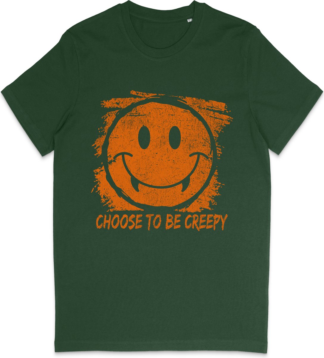 T Shirt Jongens Meisjes - Halloween Smiley - Groen - Maat 128