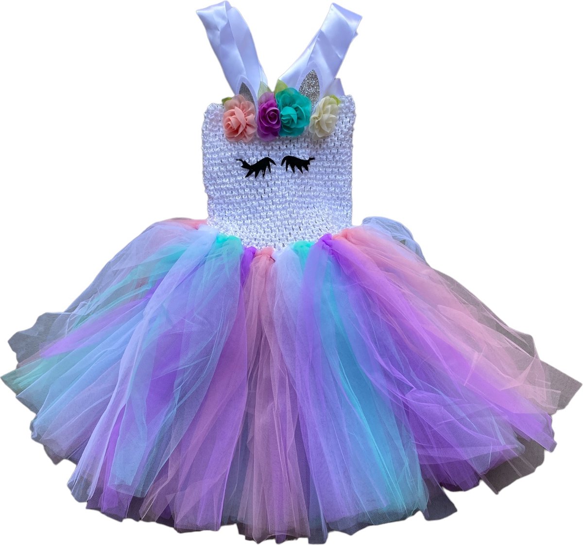 Unicorn jurk - Tutu - Verkleedkleding kinderen - Eenhoorn verkleed jurk - Roze - Regenboog - Kostuum - Prinsessenjurk - Cadeau meisje