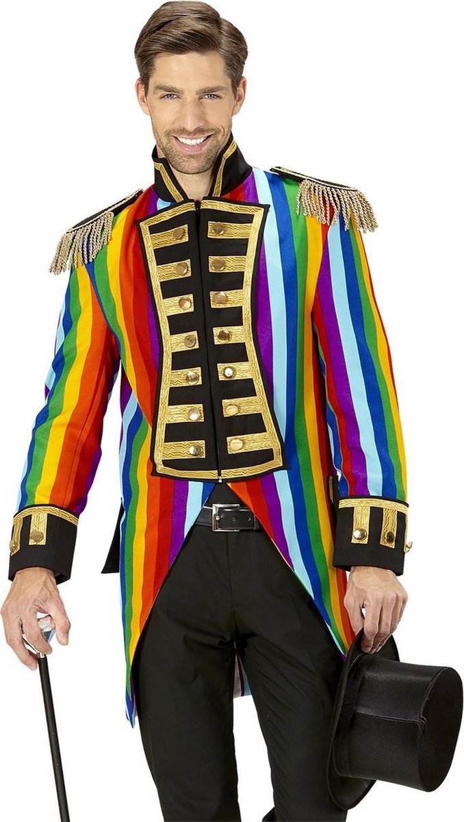 Widmann - Circus Kostuum - Multicolor Frackjas Regenboog Man - Multicolor - Small - Carnavalskleding - Verkleedkleding