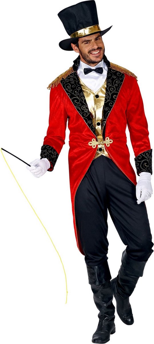 Widmann - Circus Kostuum - Ringmeester Circus Voorstelling - Man - Rood, Zwart - Medium - Carnavalskleding - Verkleedkleding