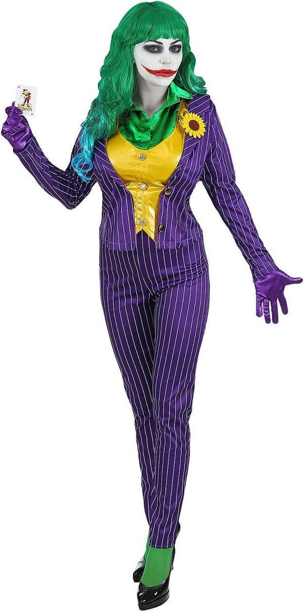 Widmann - Joker Kostuum - Zwaar Gestoorde Joker Batman - Vrouw - Paars - Medium - Halloween - Verkleedkleding