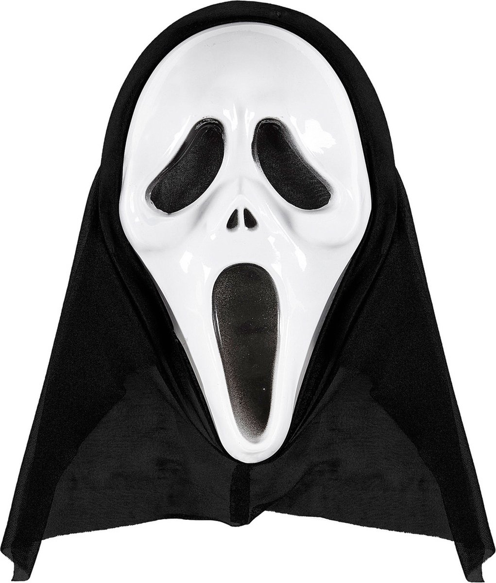 Widmann - Scream Kostuum - Ghost Makser Met Kap Schreeuwende Geest - wit / beige - Halloween - Verkleedkleding