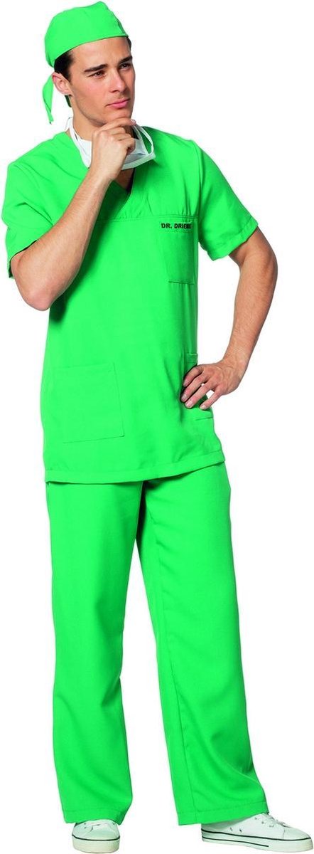 Wilbers & Wilbers - Dokter & Tandarts Kostuum - Orthopedisch Chirurg Streekziekenhuis - Man - Groen - Maat 58 - Carnavalskleding - Verkleedkleding