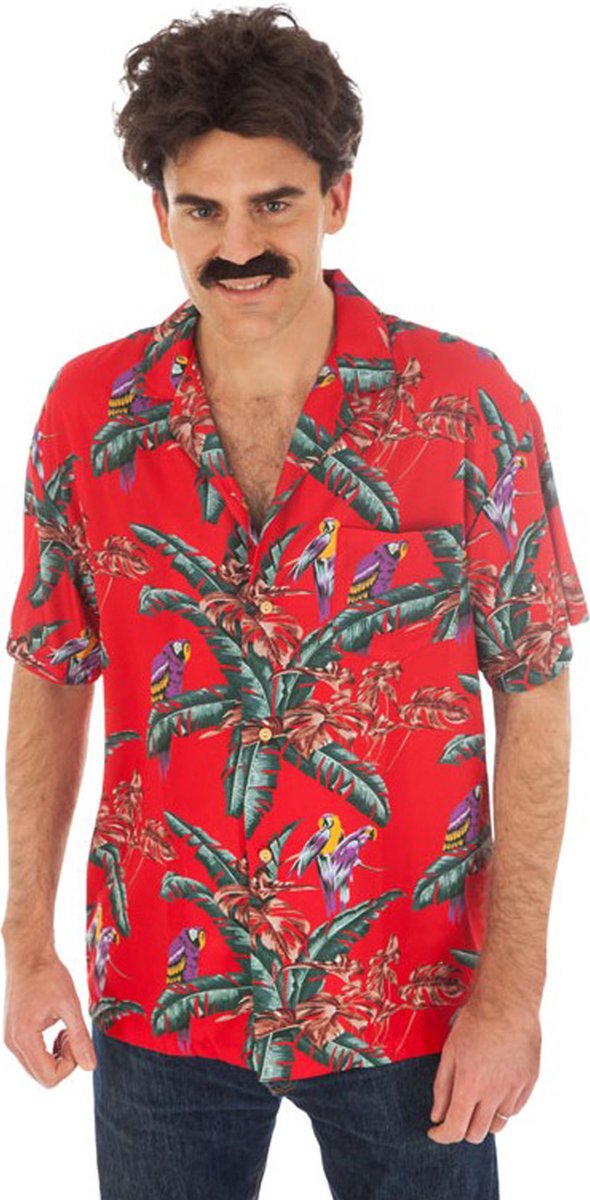 Chaks Hawaii shirt/blouse - tropische bloemen - rood - Verkleedkleren heren XL