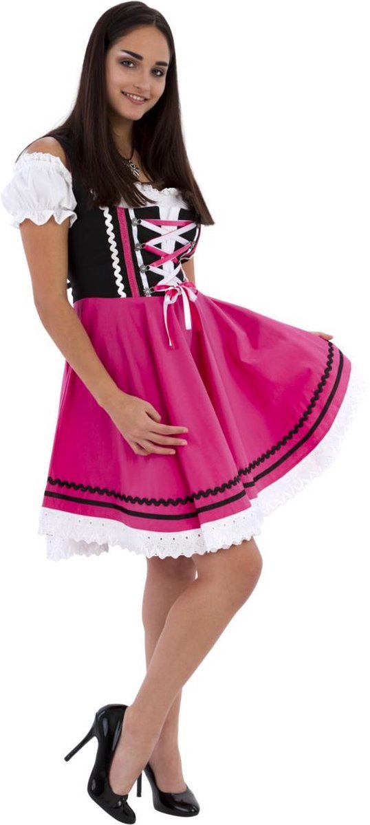 Dirndl Jurk - Dames - Oktoberfest - Tiroler - Zwart-Roze - Maat 36