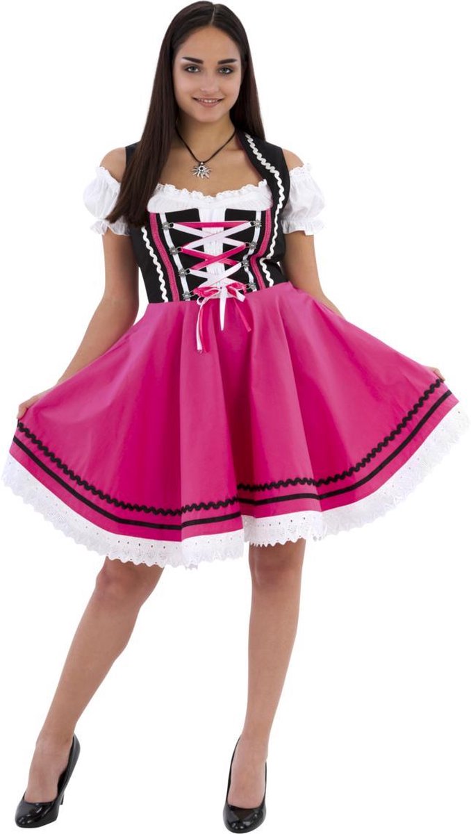 Dirndl Jurk - Dames - Oktoberfest - Tiroler - Zwart-Roze - Maat 40