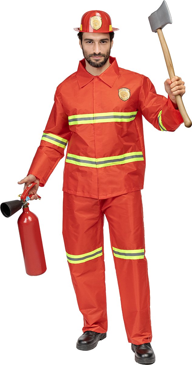 FUNIDELIA Brandweer Kostuum voor volwassenen - Maat: L - Rood