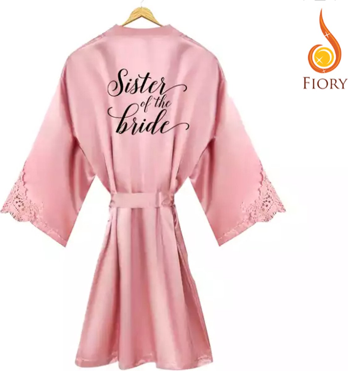 Fiory Kimono Sister of the Bride | Badjas Zus Bruid| Kimono Sister Bruid| Kimono Opdruk| Vrijgezellenfeest |Trouwen| Roze | S/M