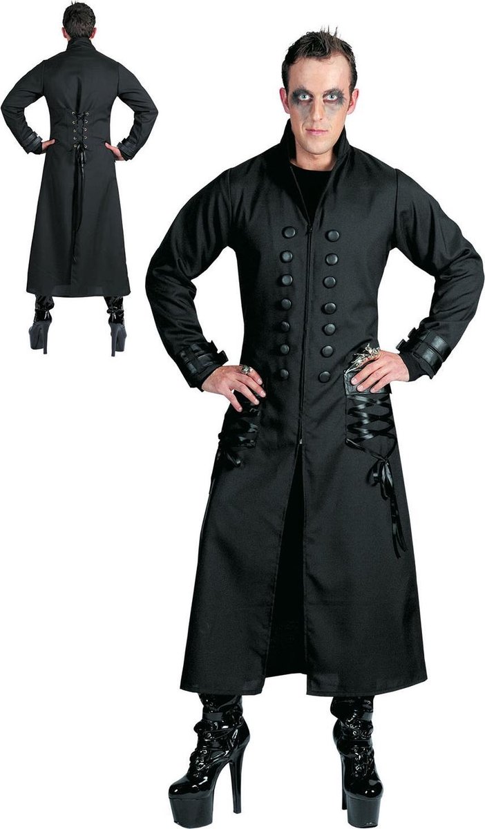 Funny Fashion - Gotisch Kostuum - Gothic Gonga - Man - Zwart - Maat 48-50 - Halloween - Verkleedkleding