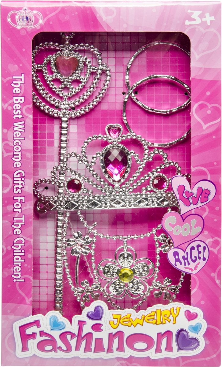 Lg-imports Sieradenset Prinsessen 4-delig Zilver/roze