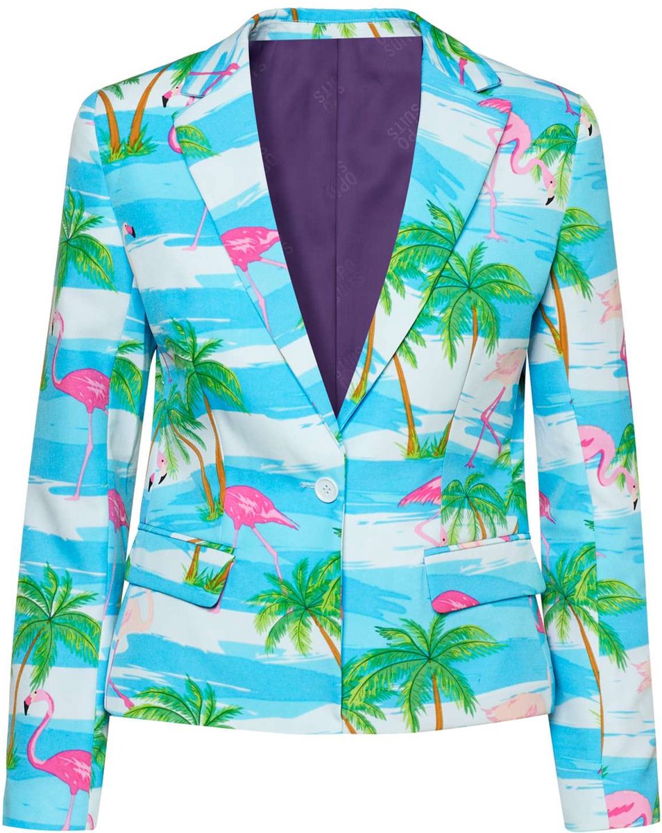 OppoSuits Flamingirl - Dames Blazer - Stijlvolle Dames Colbert - Carnaval, Halloween en Meer - Blauw - Maat: EU 38