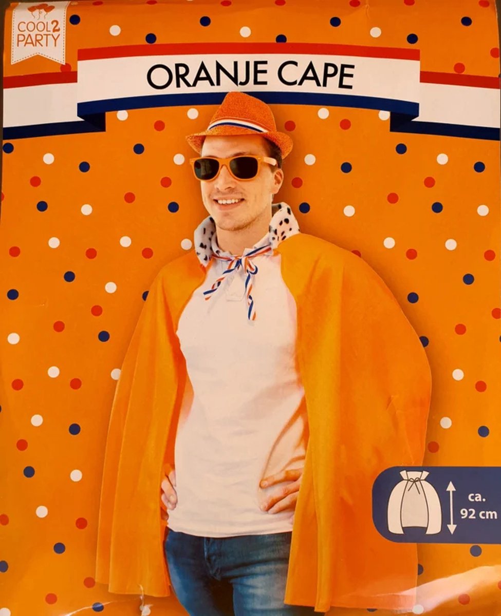 Oranje cape - Koningsdag - voetbal EK/WK - festival - verkleedset lengte ca. 92 cm volwassenen - feest party