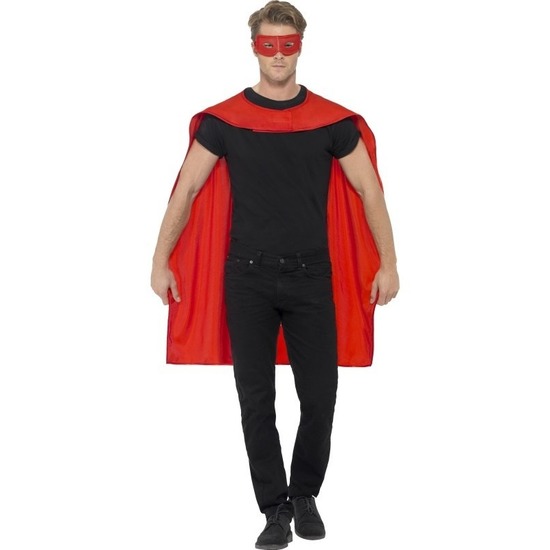 Rode superhelden verkleed cape met masker One size -