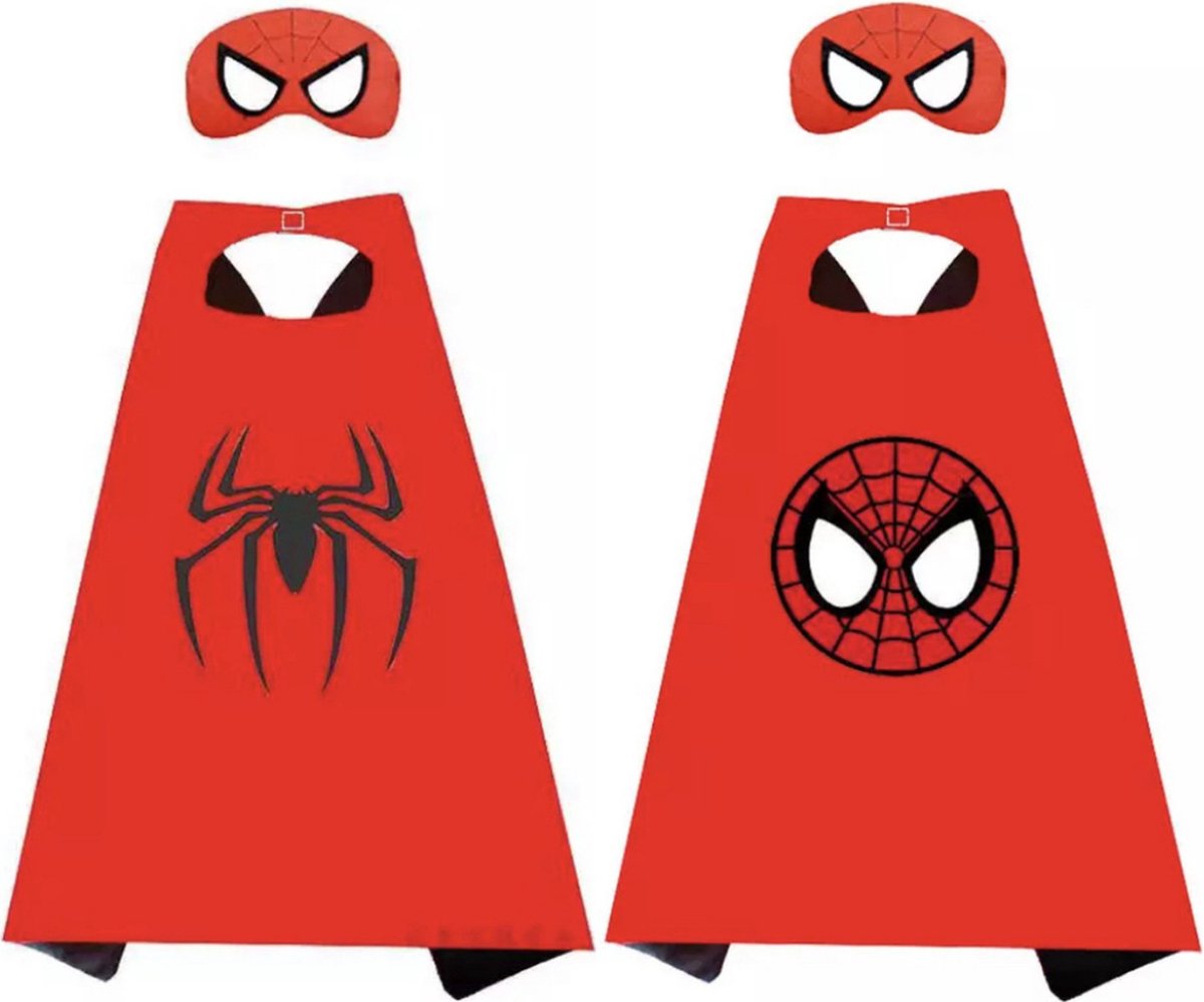 Superhelden Pak Spin Set 2 Stuks - Cape en Masker - Superhelden Kostuum - Verkleedkleren Jongen - Verkleedkleren Meisje - Verkleedkleding - Kostuum - Halloween - Spider - Man - Carnaval - Verkleden