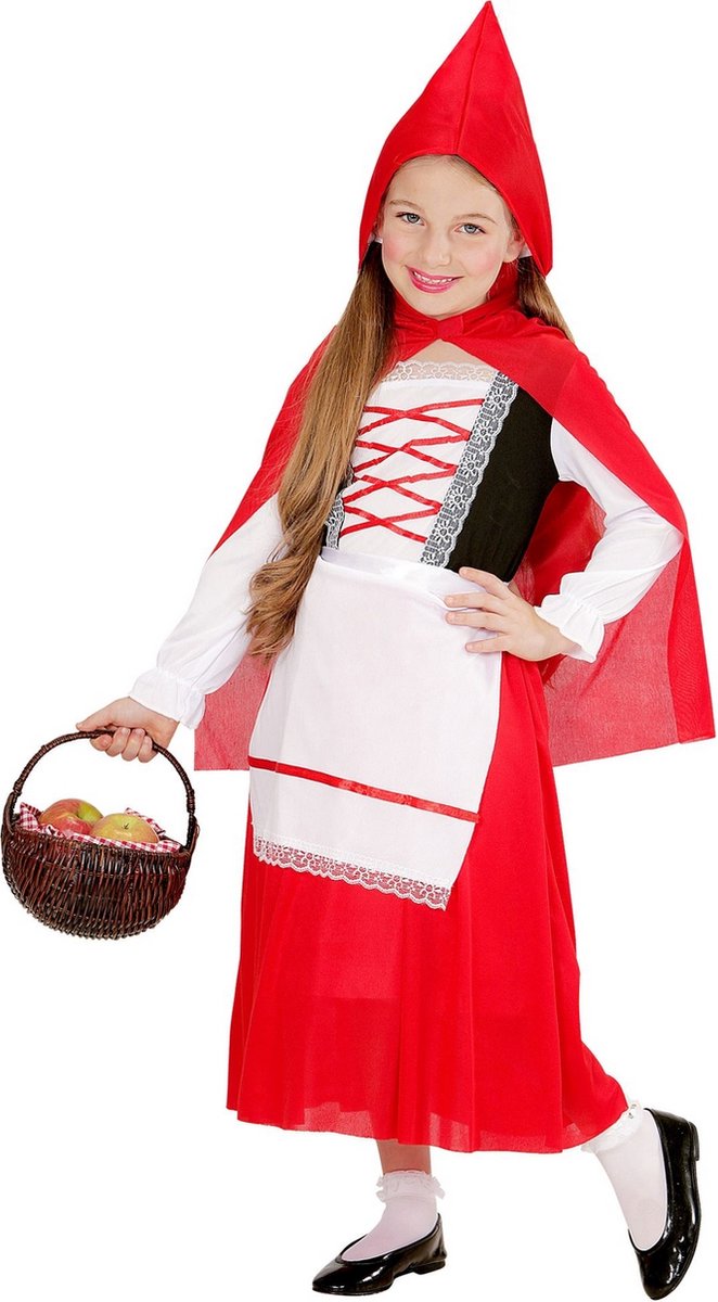 Widmann - Roodkapje Kostuum - Roodkapje Kind Uit Een Sprookje - Meisje - Rood - Maat 104 - Carnavalskleding - Verkleedkleding