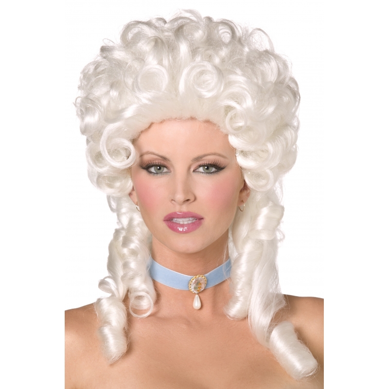 Witte hoge dames carnaval verkleed pruik Baroque/middeleeuwen -