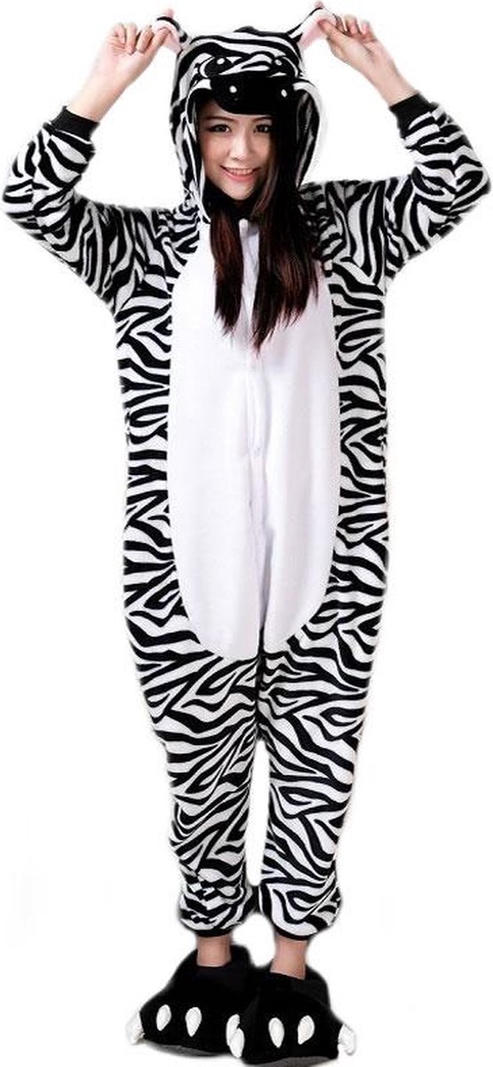 Zebra onesie maat 134/140 - Dieren - Verkleedkleren - kinderen - jongens - meisjes - Huispak