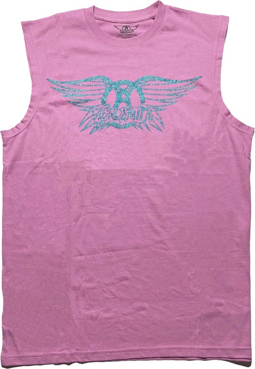 Aerosmith - Glitter Print Logo Tanktop - 2XL - Roze