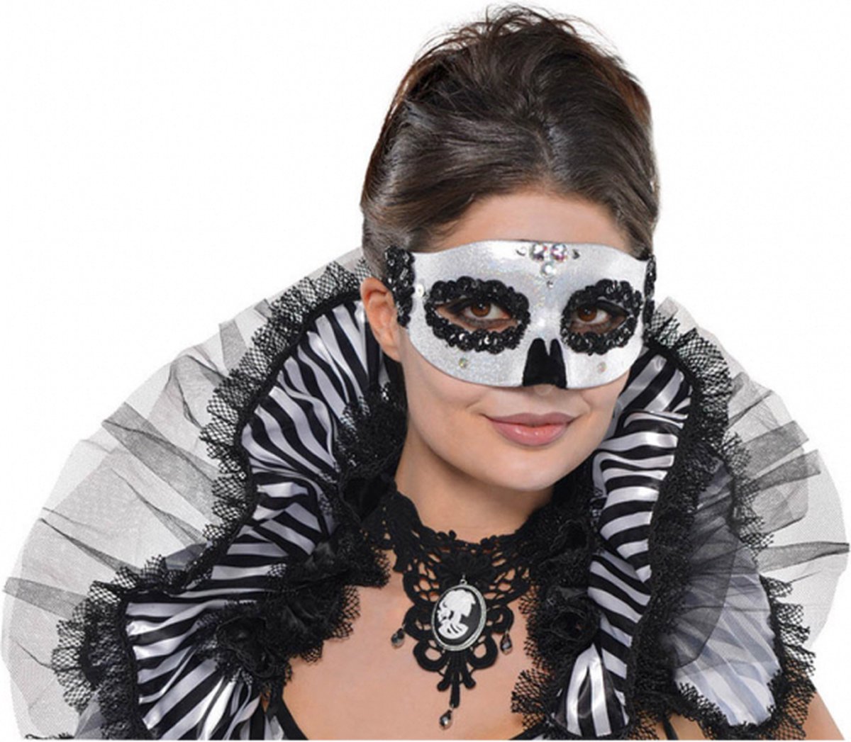 Amscan Masker Venetiaans Dames Zwart/zilver One-size
