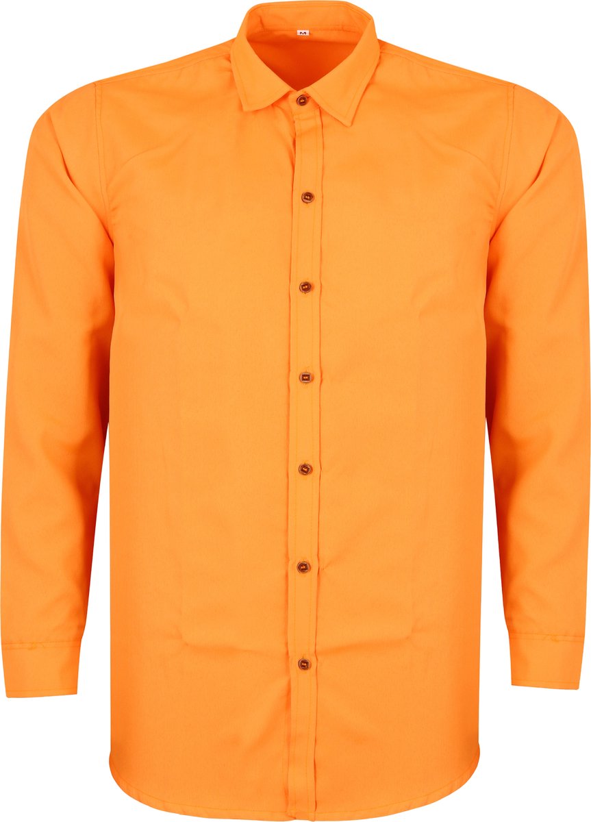 Benelux Wears - Carnaval Fantasie -80 & 90 Kostuum | Fluorescerend Oranje Hemd - Man | Maat 2 XL | Carnaval kostuum | Verkleedkleding