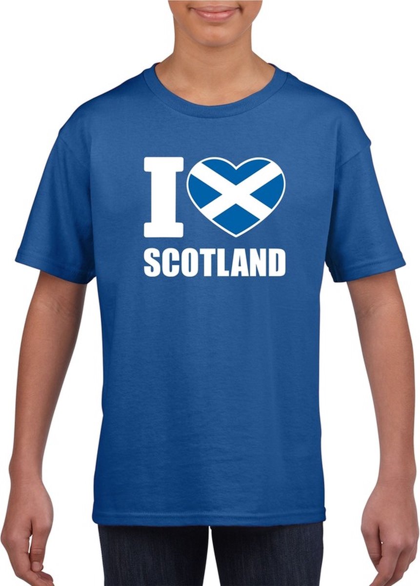 Blauw I love Schotland supporter shirt kinderen - Schots shirt jongens en meisjes 122/128