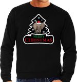 Dieren kersttrui olifant zwart heren - Foute olifanten kerstsweater - Kerst outfit dieren liefhebber XL