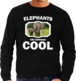 Dieren olifant met kalf sweater zwart heren - elephants are serious cool trui - cadeau sweater olifant/ olifanten liefhebber XXL