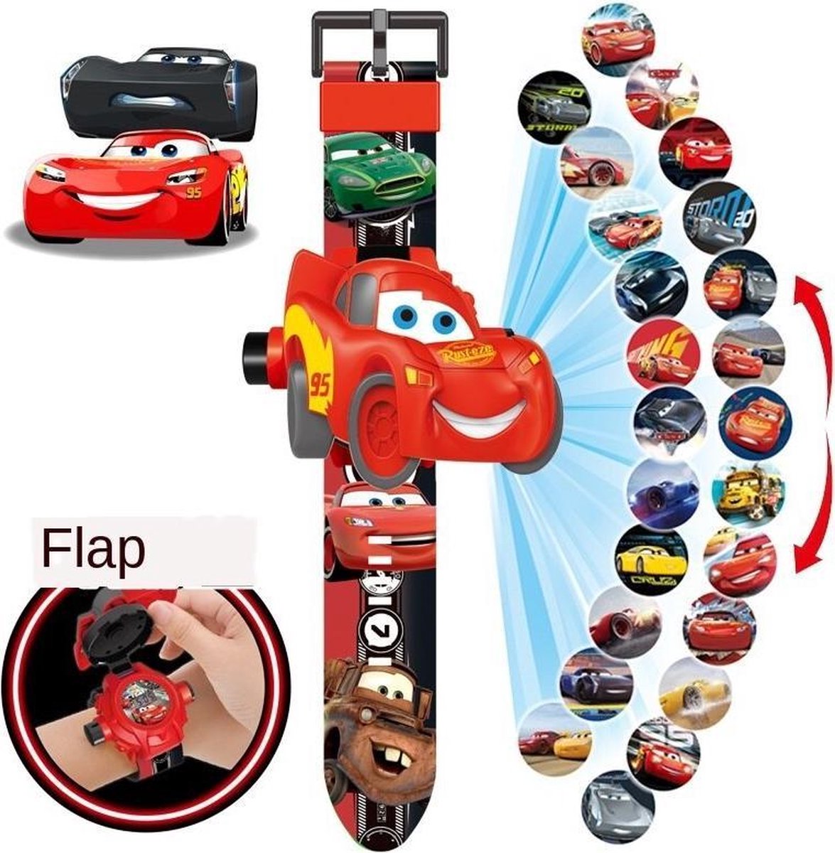 Disney Cars Horloge - Projector Kinder Horloge - Disney Pixar Kids Watch - Speelgoed Horloge - Digitale Kinder Horloge - Auto Projector Horloge
