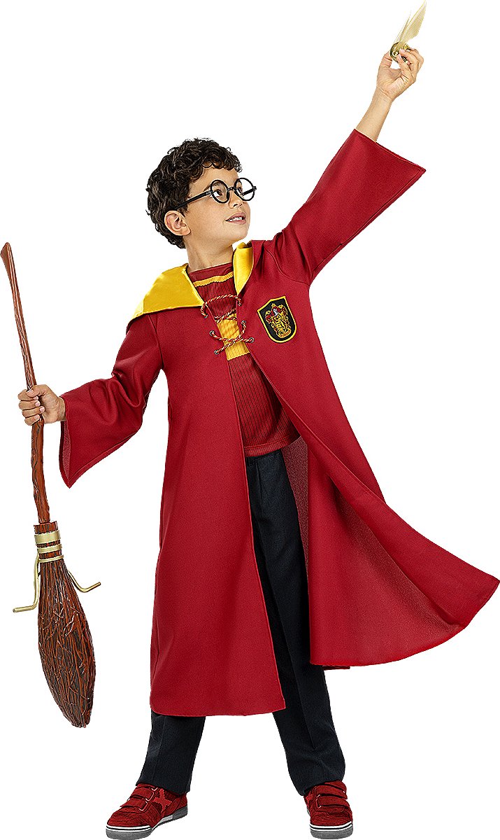 FUNIDELIA Griffoendor Quidditch Zwerkbal Kostuum voor kinderen - Harry Potter - Maat: 135 - 152 cm