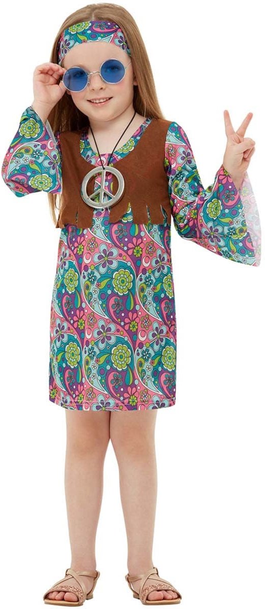 FUNIDELIA Hippie kostuum voor meisjes - Maat: 107 - 113 cm